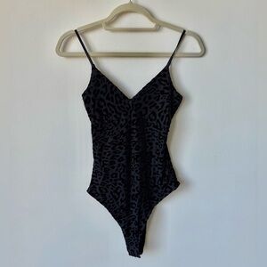 Lulu's Black Leopard Print Bodysuit